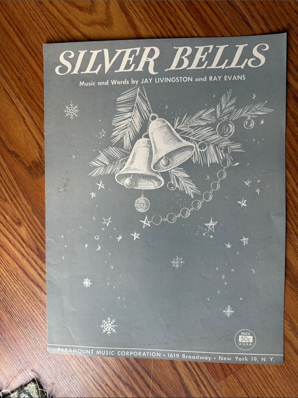 Silver Bells Holiday Wall Art Print - Gray and White vintage piece